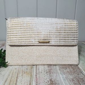 Stella & Dot white Gild Leather Clutch